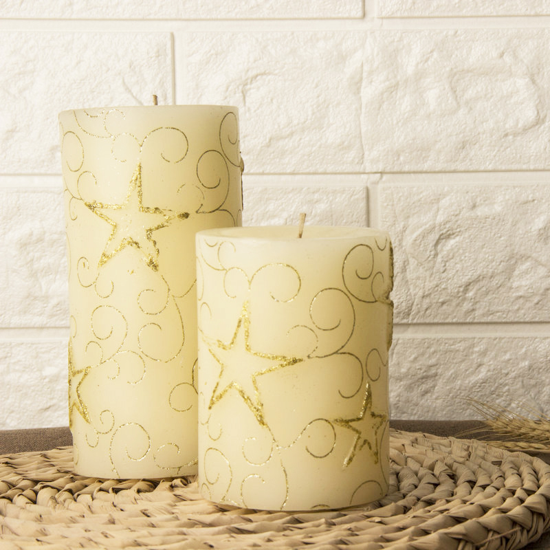 Candle wholesaler white pillar candles with own brand name packaging customized different sizes and colors for home decor
